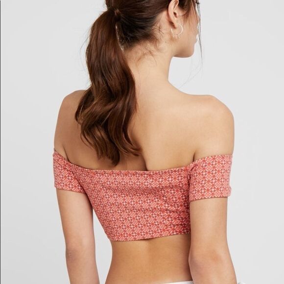 Free People Intimately Lucky Now Brami Off The Shoulder Crop Top Vermilion S - Picture 3 of 12